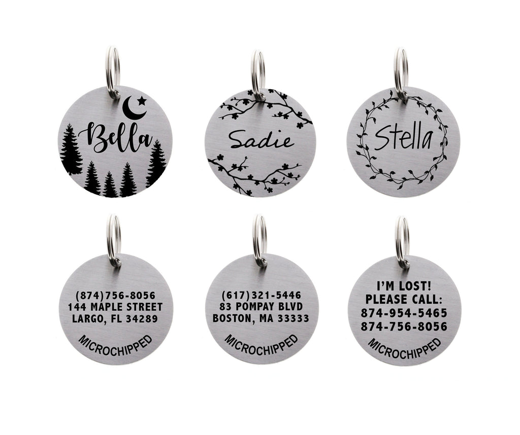 Stainless Steel Dog Tags Personalized Name Address Front Back Engraved ID  Discs